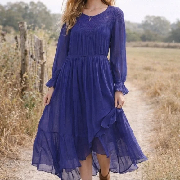 NWT Sundance Rivoli Dress In Lapiz Prairie Cottagecore size XL - Picture 10 of 10